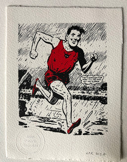 Alf Tupper (the runner's favourite and inspiration) trains in the rain (by the canal)