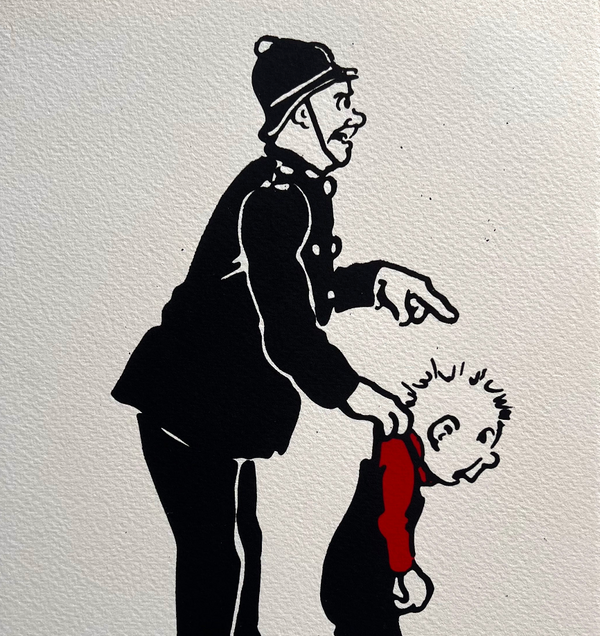 Oor Wullie gets his collar felt.