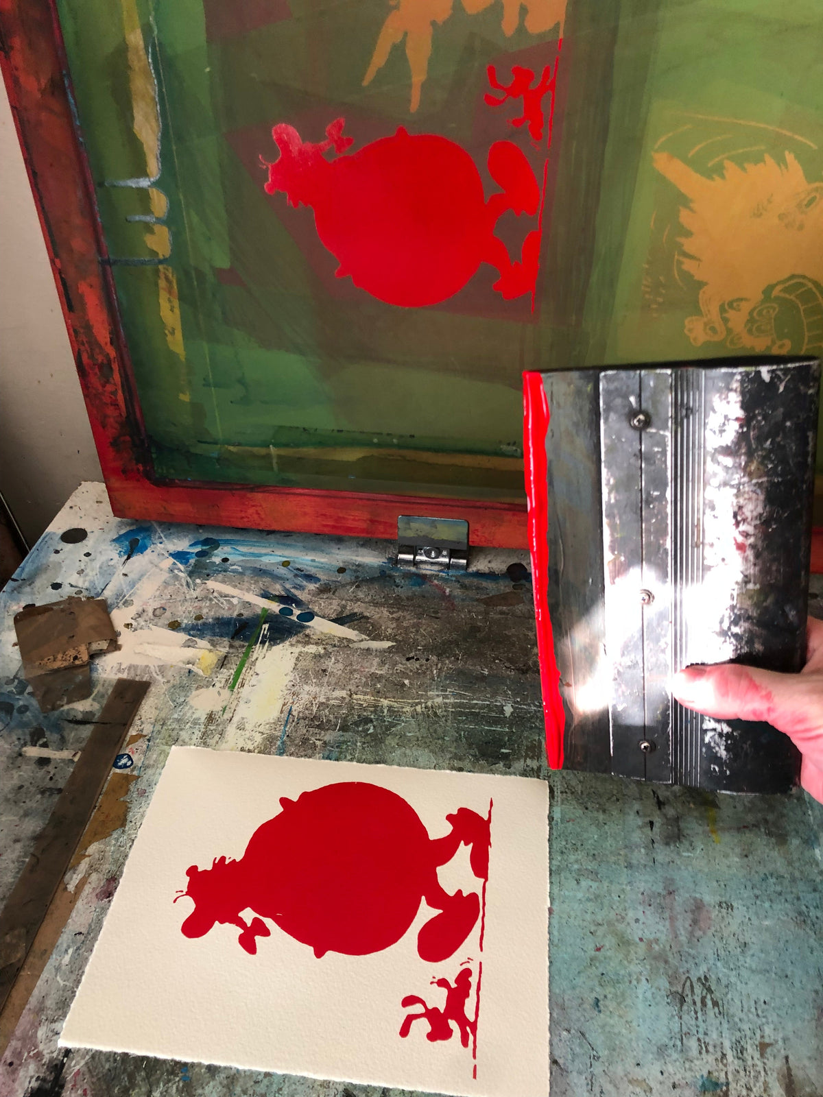 THE PRINTING OF AN OBELIX SCREENPRINT
