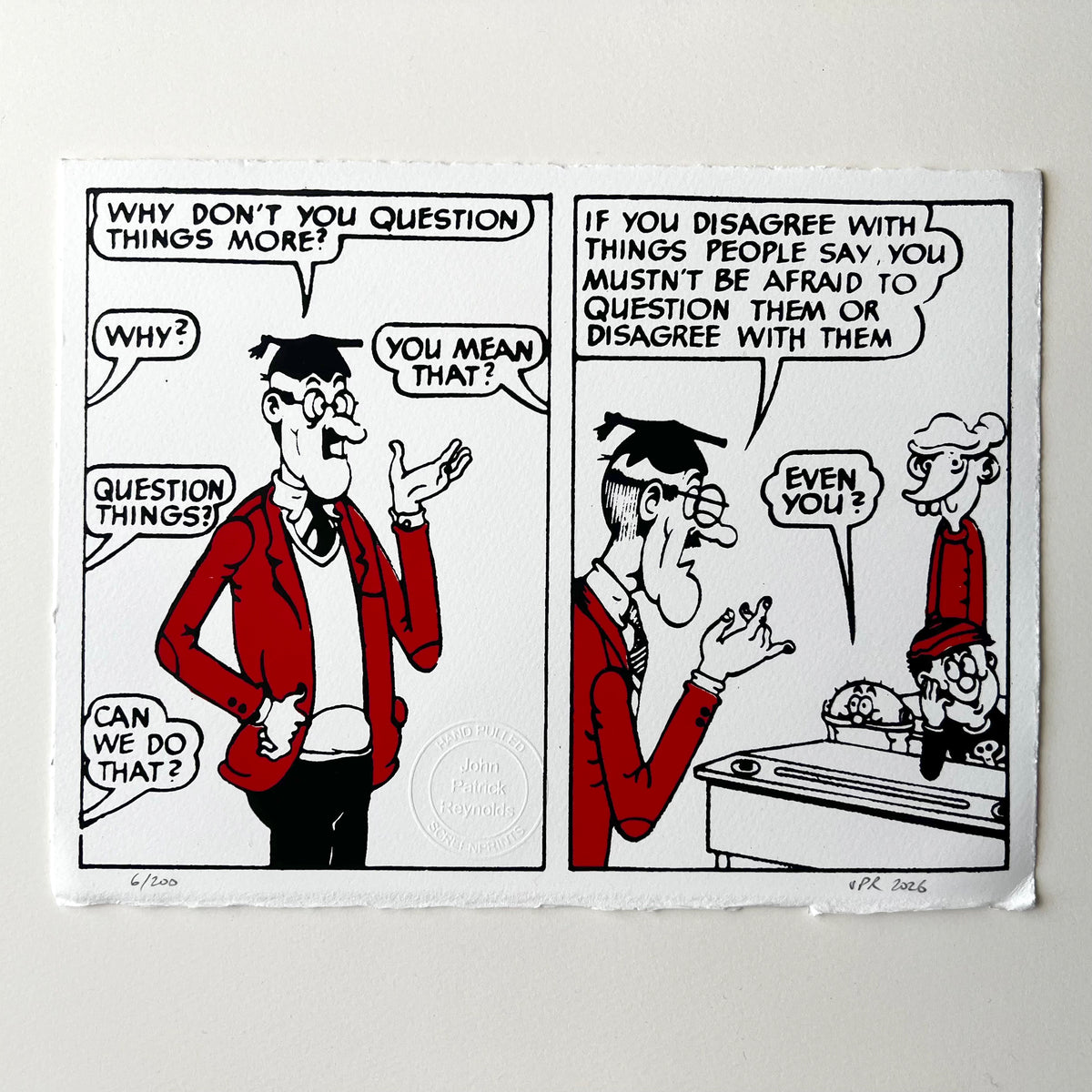 Bash Street Kids ask questions (two panel version, spot colour)