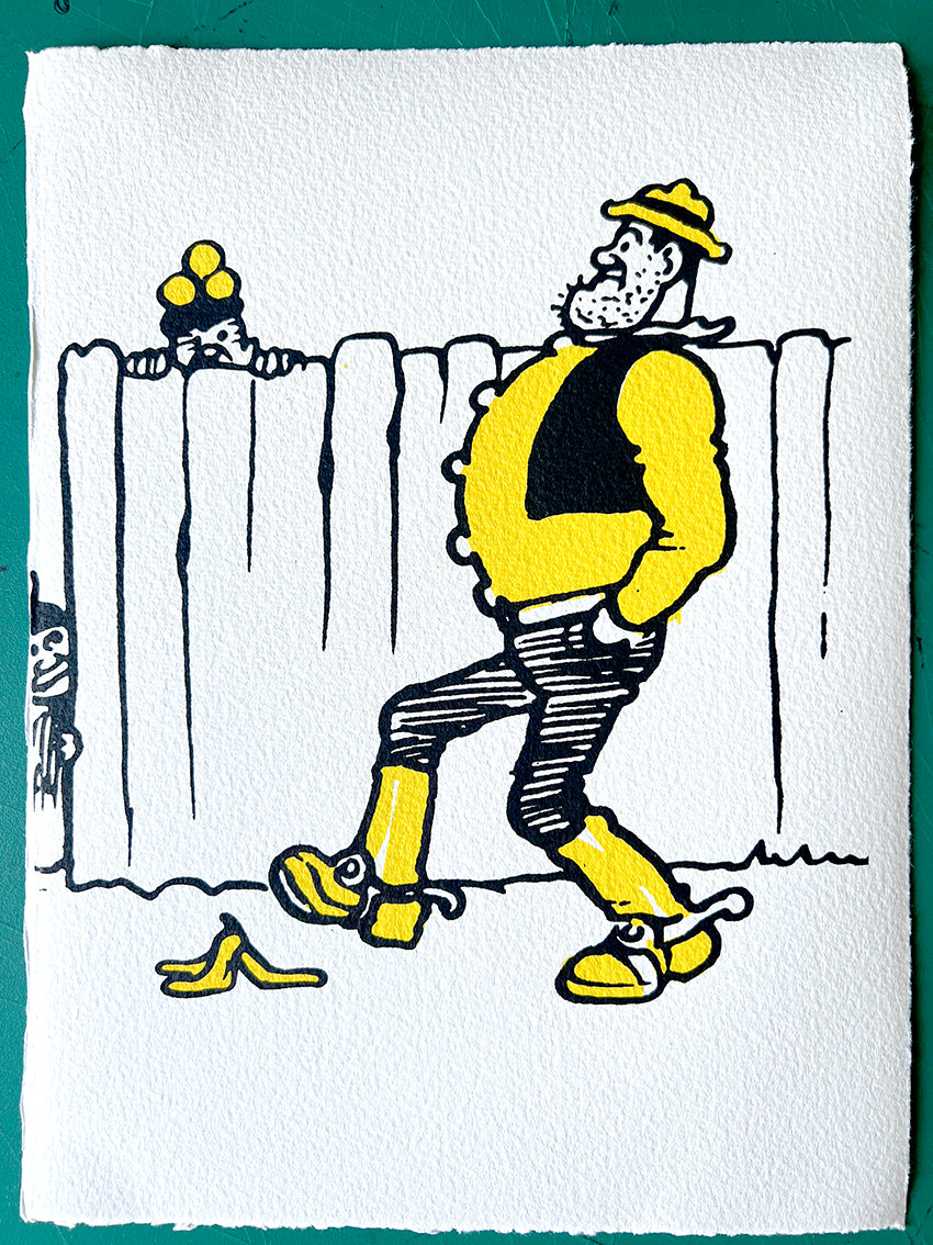 Desperate Dan and the banana skin