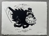 Dennis's dog Gnasher runs at full pelt, his hind legs high, his grin wide
