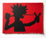 Dennis Shoots His Catapult, his signature toy/weapon, in silhouette