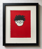 Dennis Menace's Face On Red Background