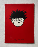 Dennis Menace's Face On Red Background