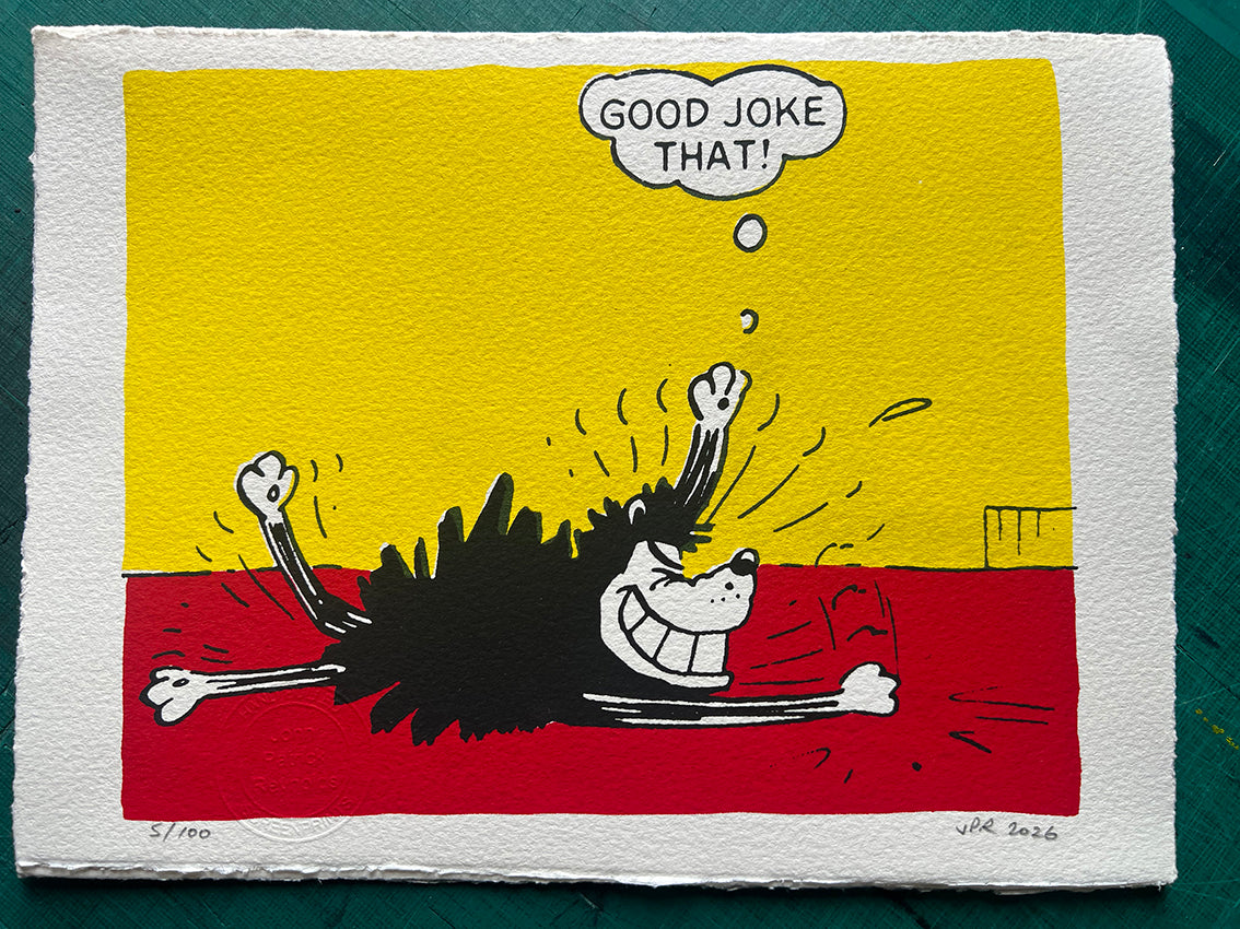 Gnasher rolls about laughing