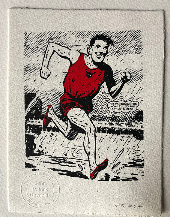 Alf Tupper (the runner's favourite and inspiration) trains in the rain (by the canal)