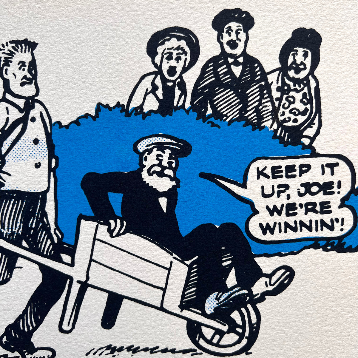 Joe Broon and Grandpa Broon win a wheelbarrow race
