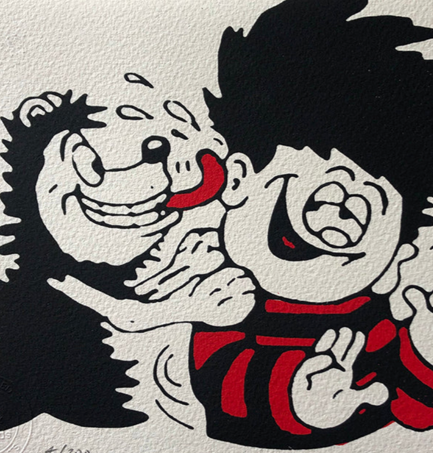 Gnasher lavishes affection on Dennis