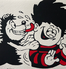 Gnasher lavishes affection on Dennis