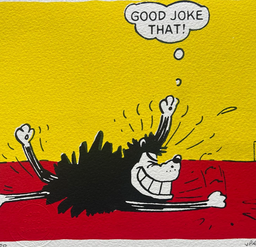 Gnasher rolls about laughing