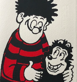 Dennis hugs Gnasher