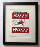 Billy Whizz in red jersey runs, with speed clouds behind him, between words of original title piece, plus 'starting today' 