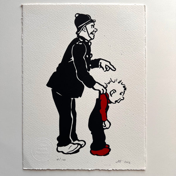 Oor Wullie gets his collar felt.