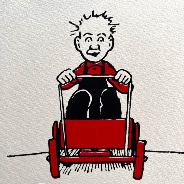Oor Wullie rides his kartie